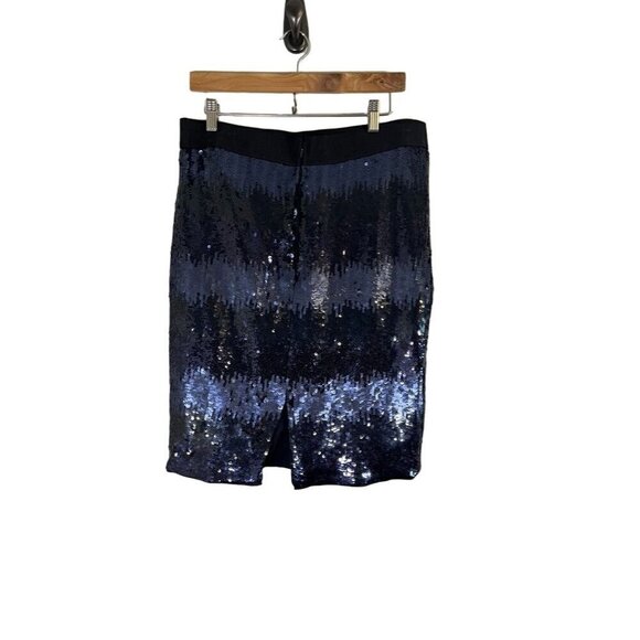 Vince Camuto Ombre Sequin Mini Skirt 14 Blue Striped Glam Sparkly Vegas Cocktail - Picture 6 of 11